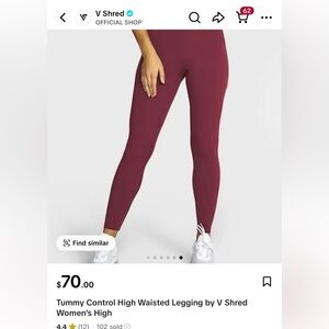 Women's Tummy Control High Waisted Legging - Maroon